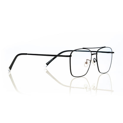 Black aviator eyeglasses with BLU Zero Lens